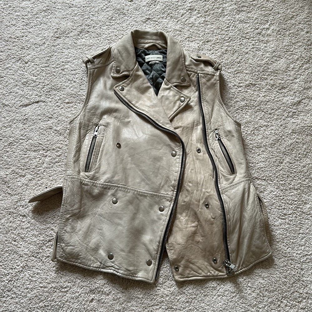 Isabel Marant Taupe Leather Moto Vest